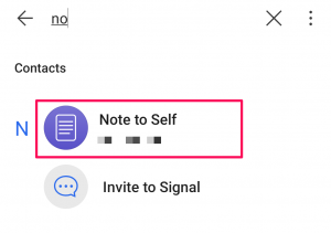 Note to Self-feature in Signal App