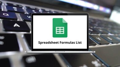 Spreadsheet Formulas List