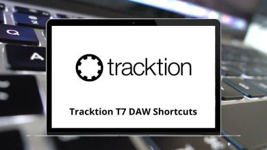 Tracktion T7 DAW Keyboard Shortcuts