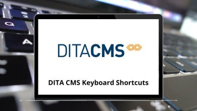 DITA CMS Keyboard Shortcuts