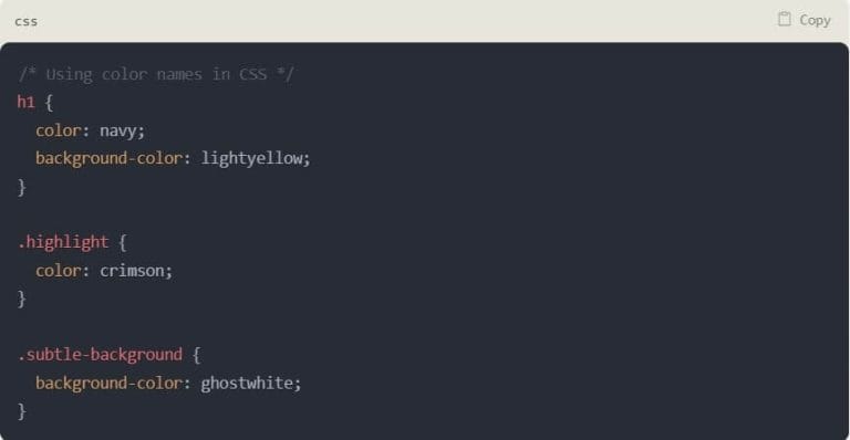 What are W3C Color Names? - CSS & HTML Color Codes