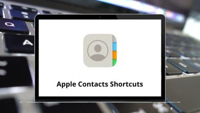 Apple Contacts Keyboard Shortcuts