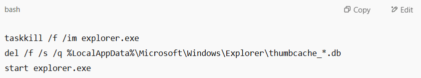 Thumbnail Cache using command Prompt