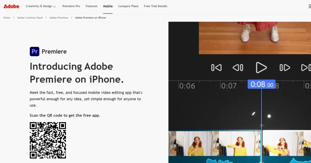 Adobe Premiere Rush homepage Adobe Premiere Rush homepage