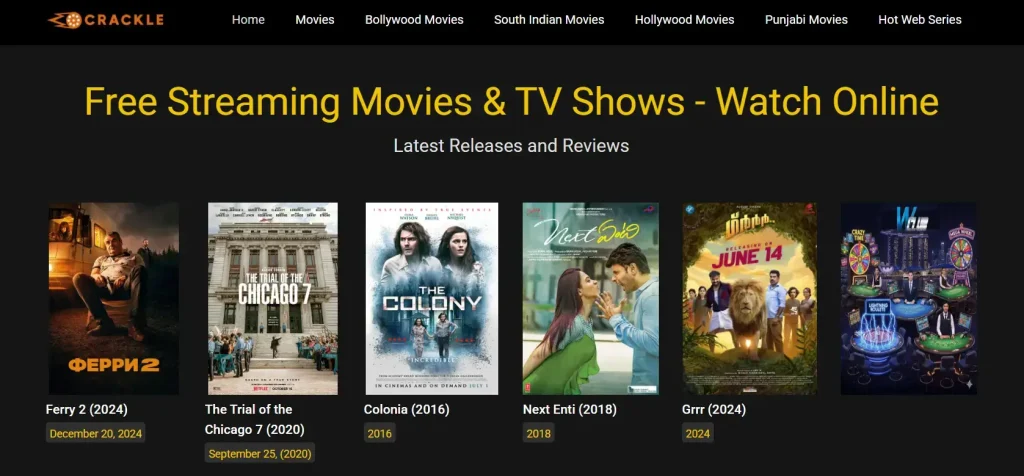 Crackle homepage Crackle homepage