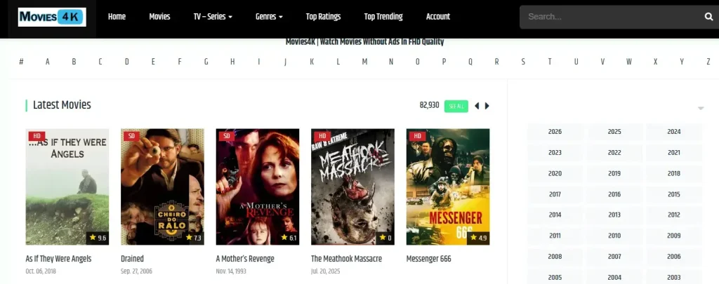 Movies4K homepage Movies4K homepage