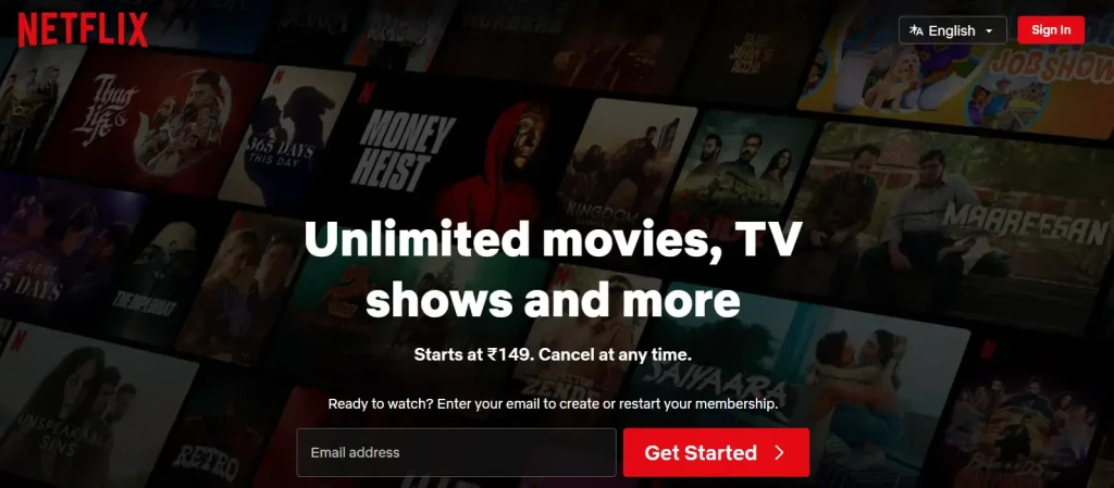 Netflix homepage Netflix homepage