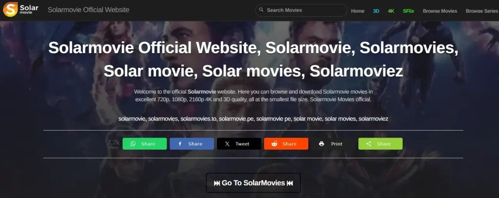 SolarMovies homepage SolarMovies homepage