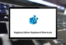 Registry Editor Keyboard Shortcuts