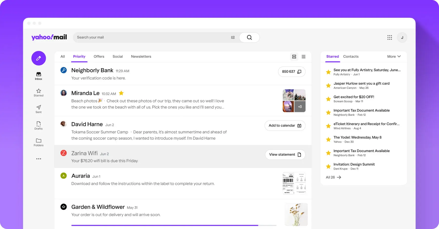 Yahoo Mail user Interface