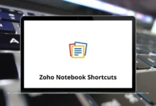 Zoho Notebook Keyboard Shortcuts
